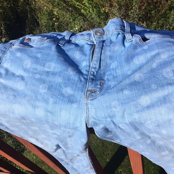 Hudson polkadot print high waist stretch denim skinny light blue jeans size  30 - Picture 4 of 10